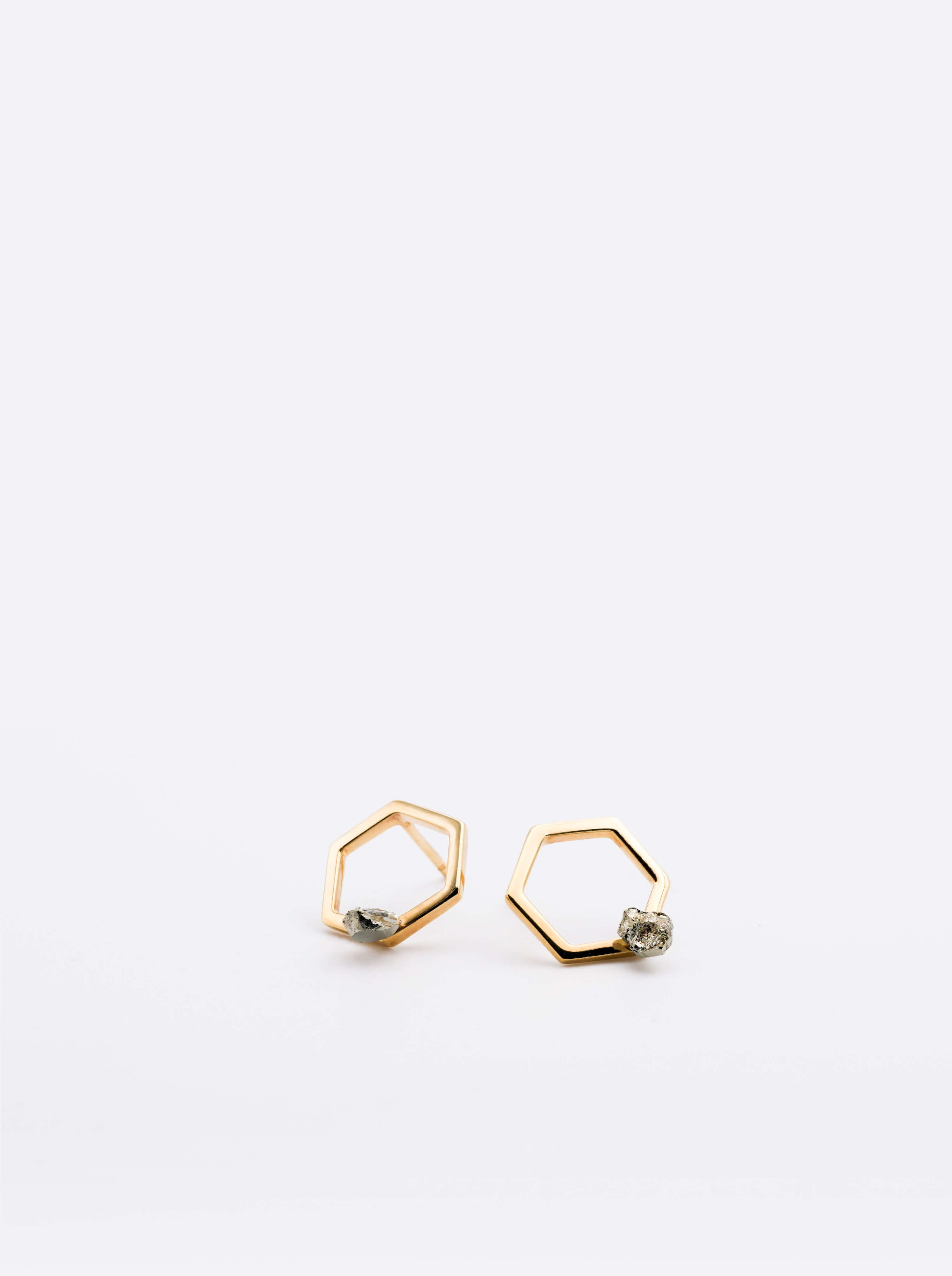 Boucles d'oreilles Solitaire 14 Pyrite Vermeil