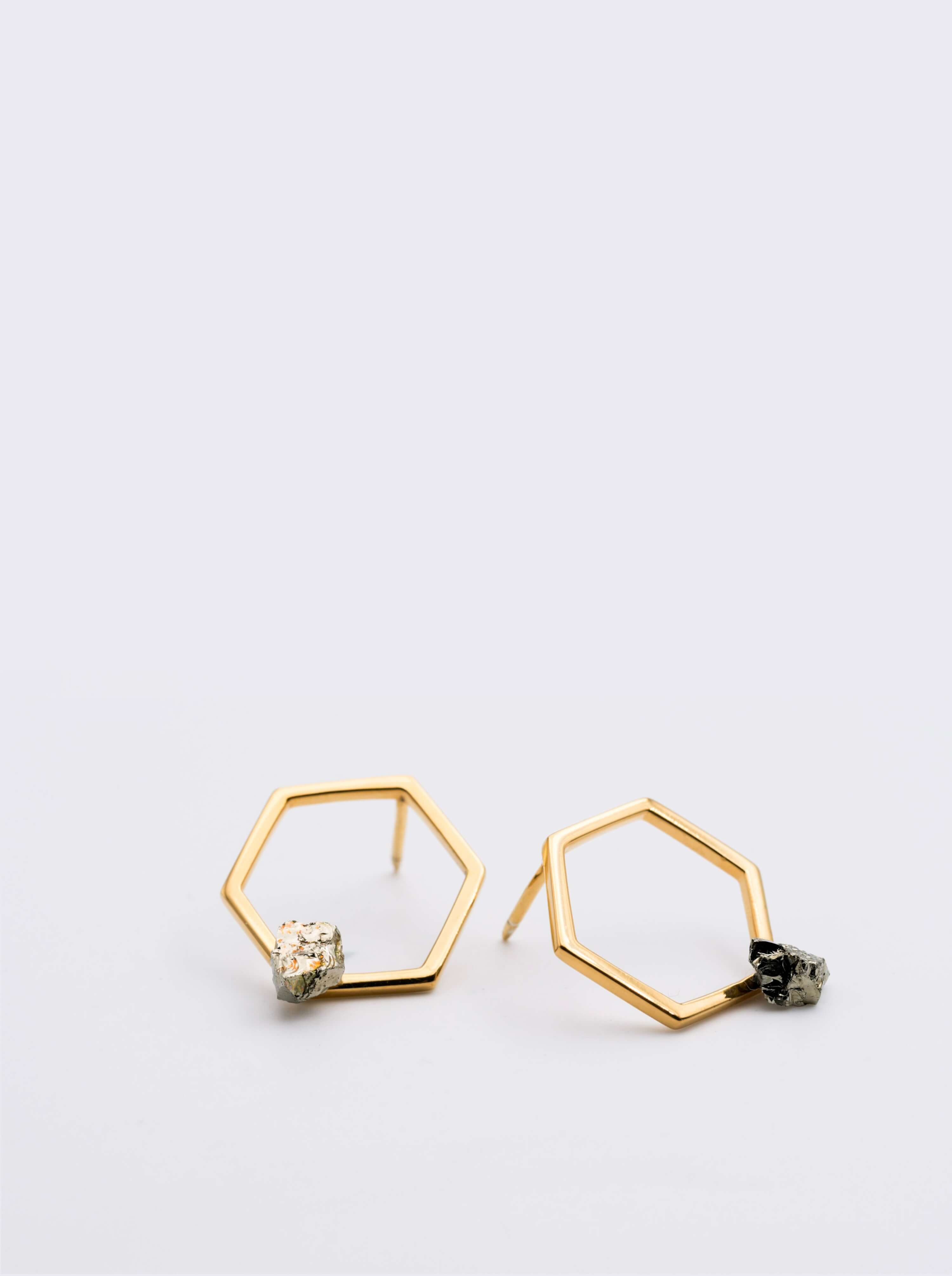 Boucles d'oreilles Solitaire 18 Pyrite Vermeil