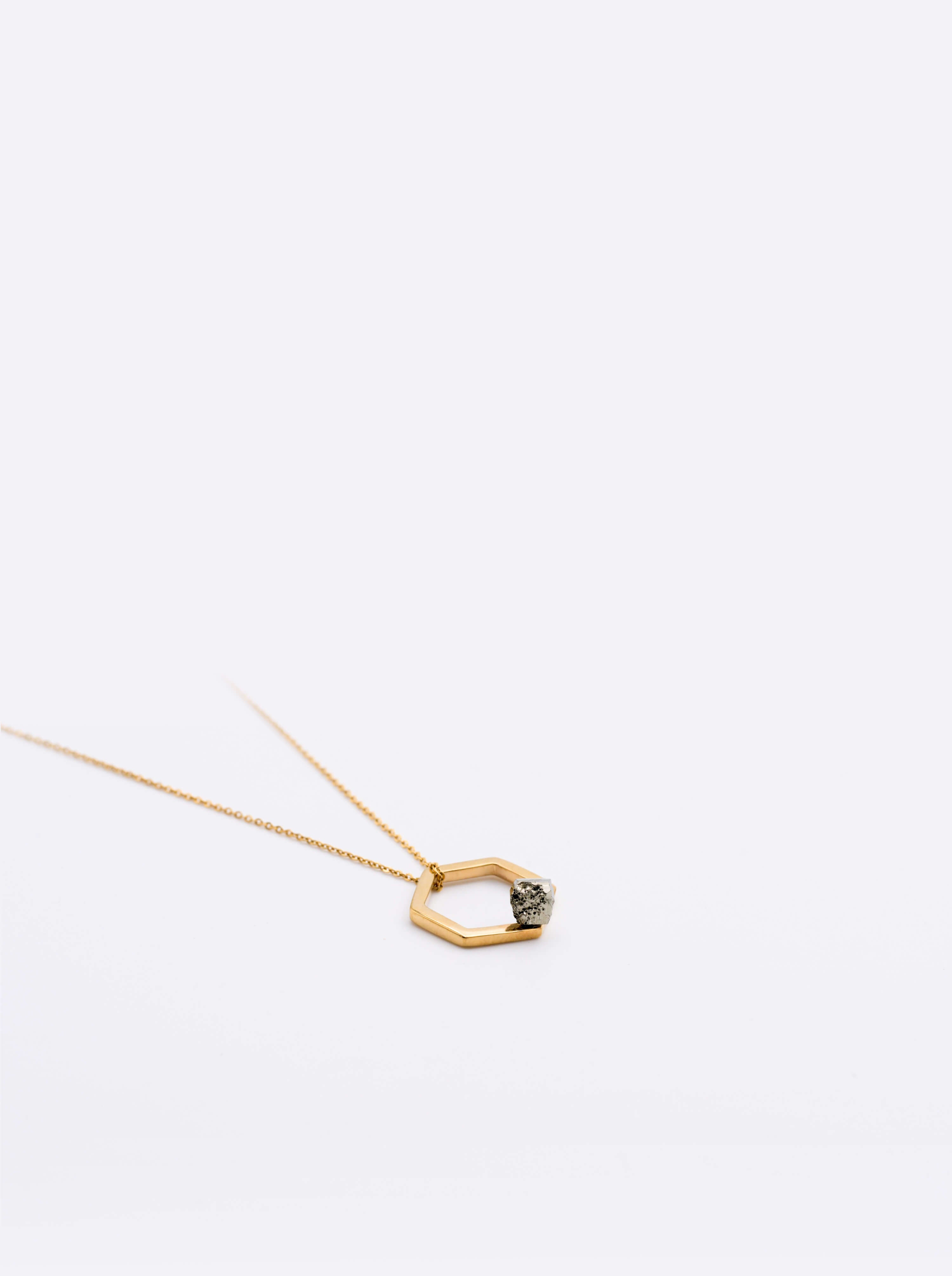 Collier Solitaire 14 Pyrite Vermeil