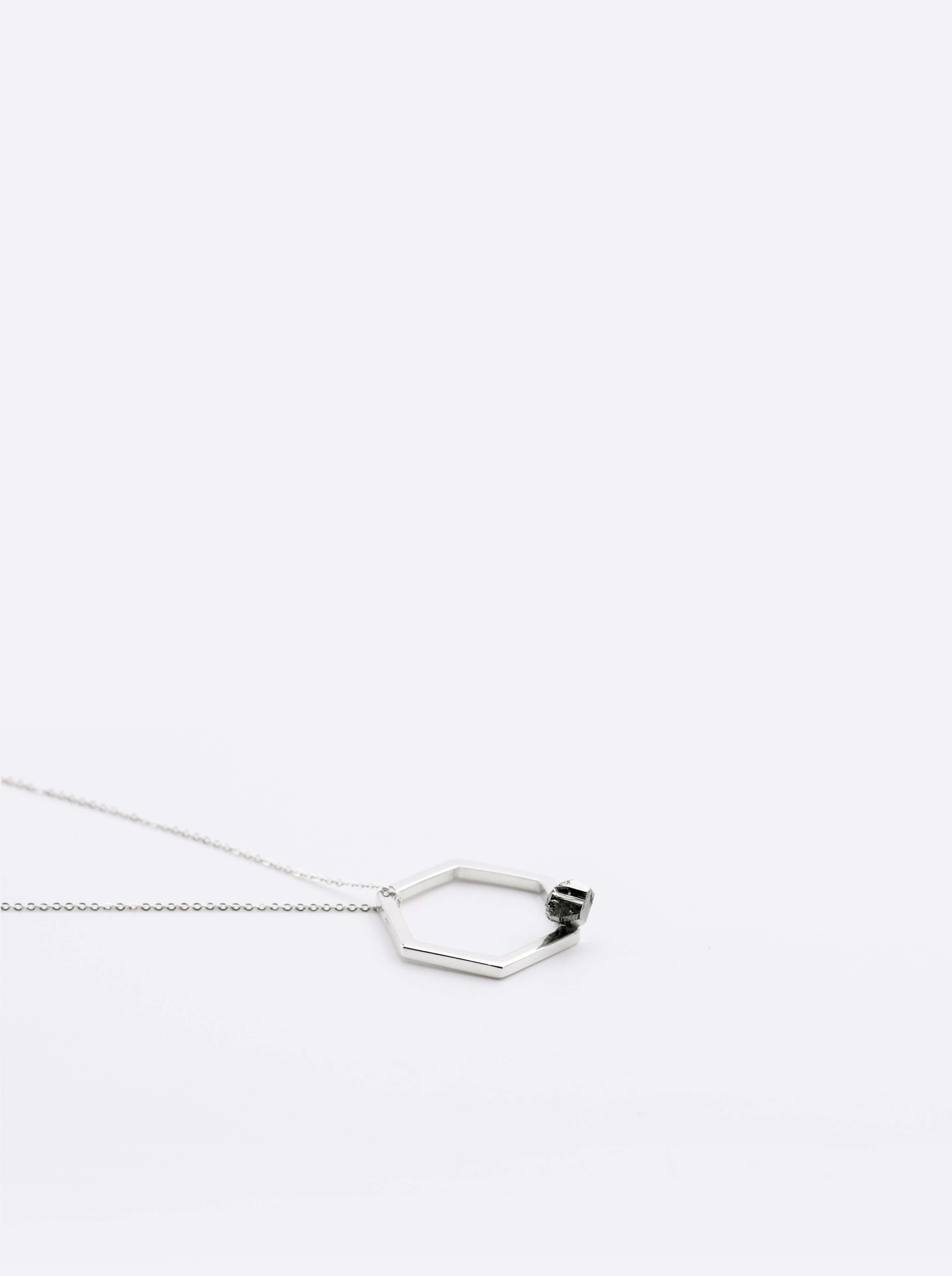 Collier Solitaire 18 Pyrite Argent