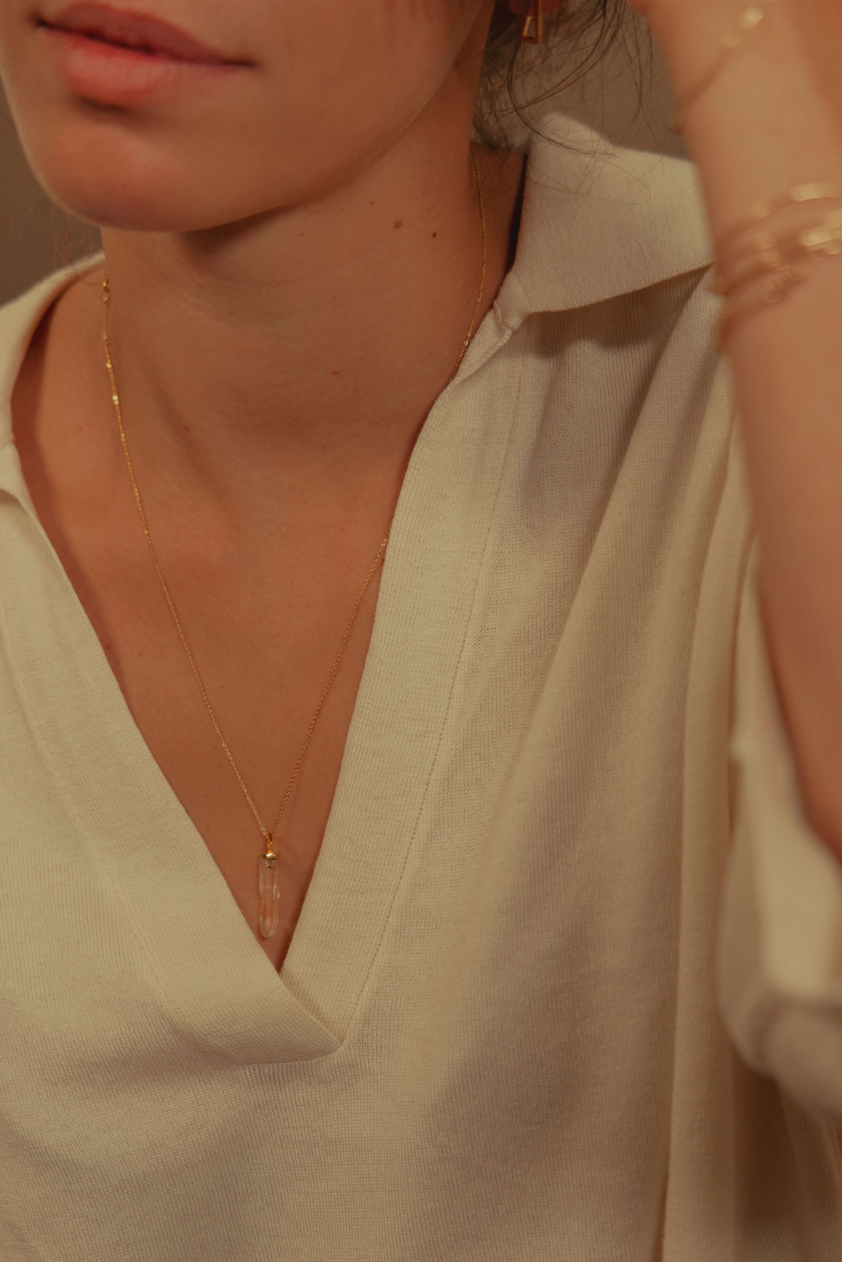 Collier Infime Quartz Vermeil