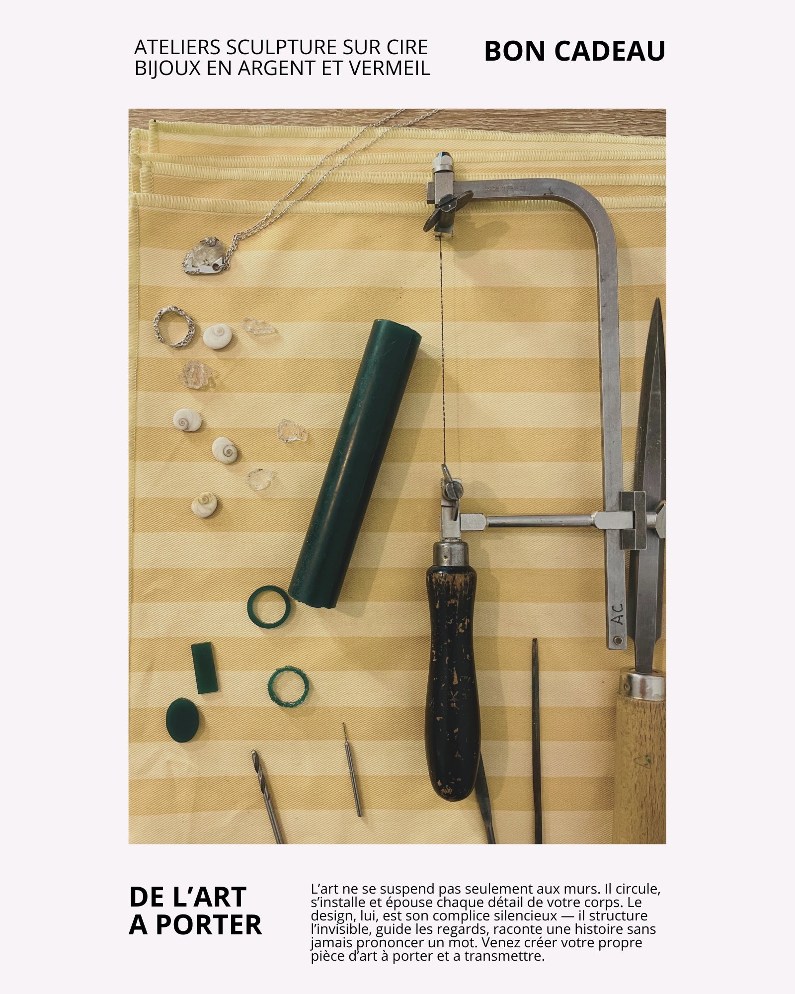 Bon cadeau pour un atelier créatif sur cire