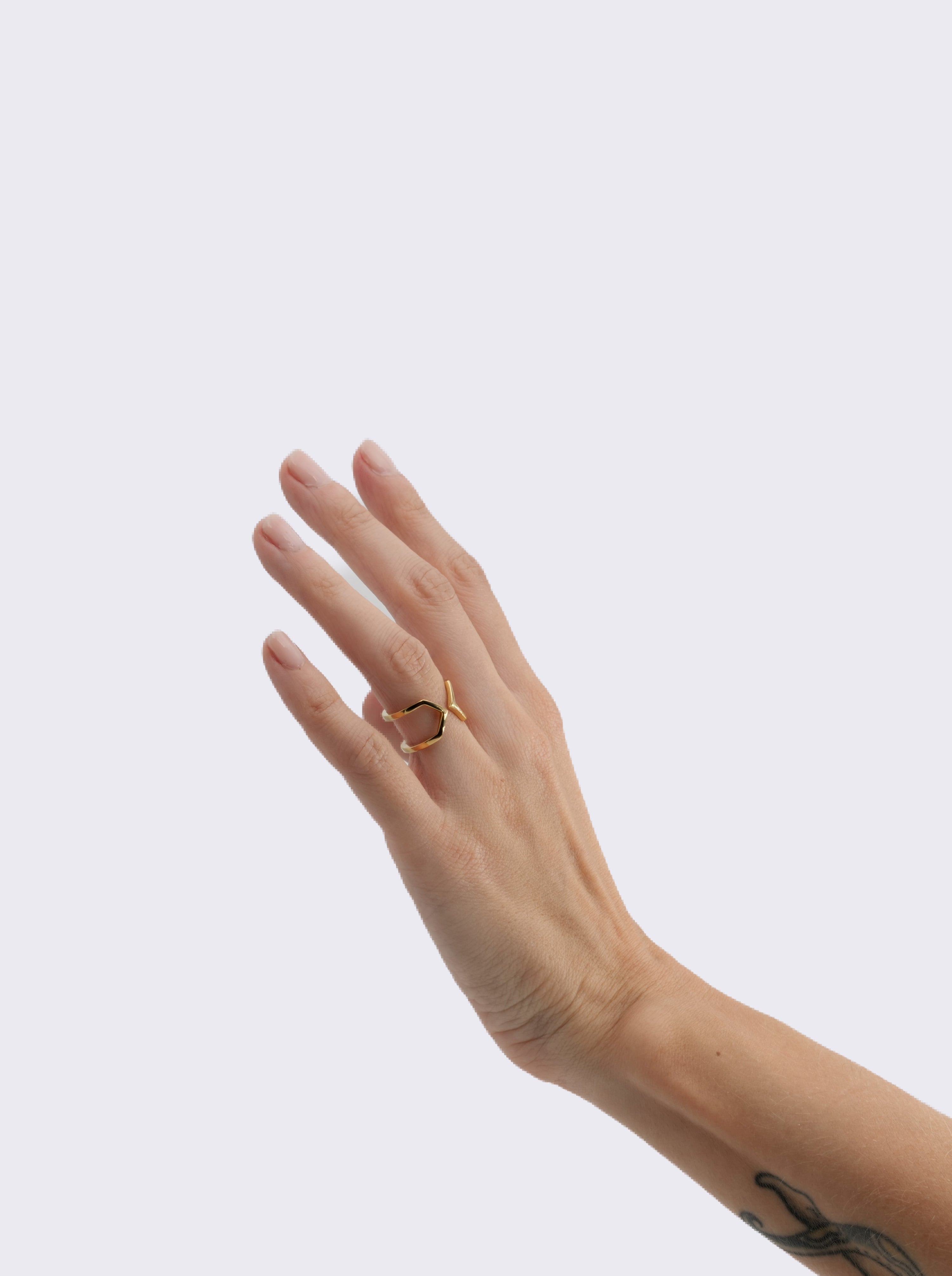 Bague Bijou d'oreille Dualité Moyenne or jaune main