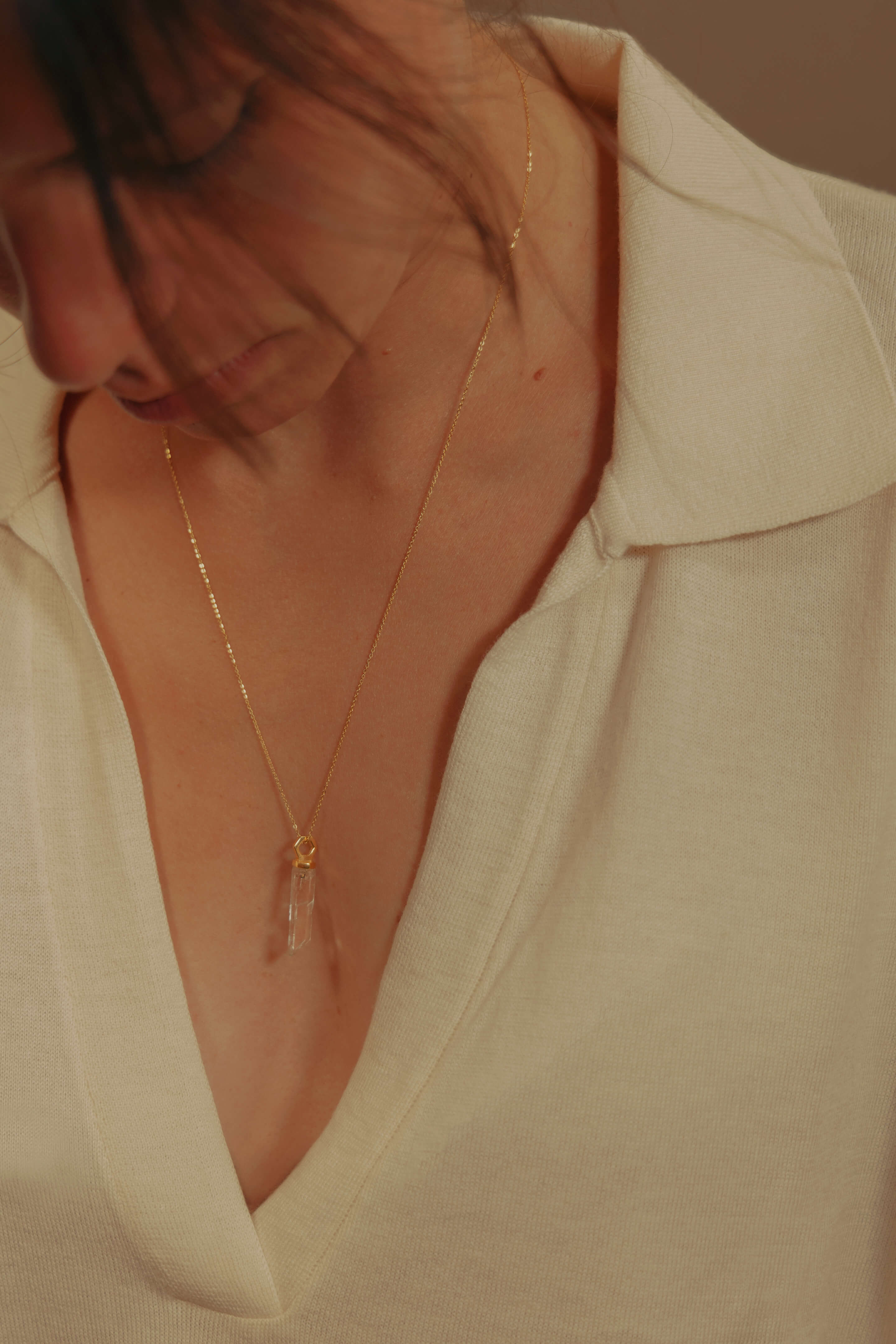 Pendentif Infime Quartz Vermeil