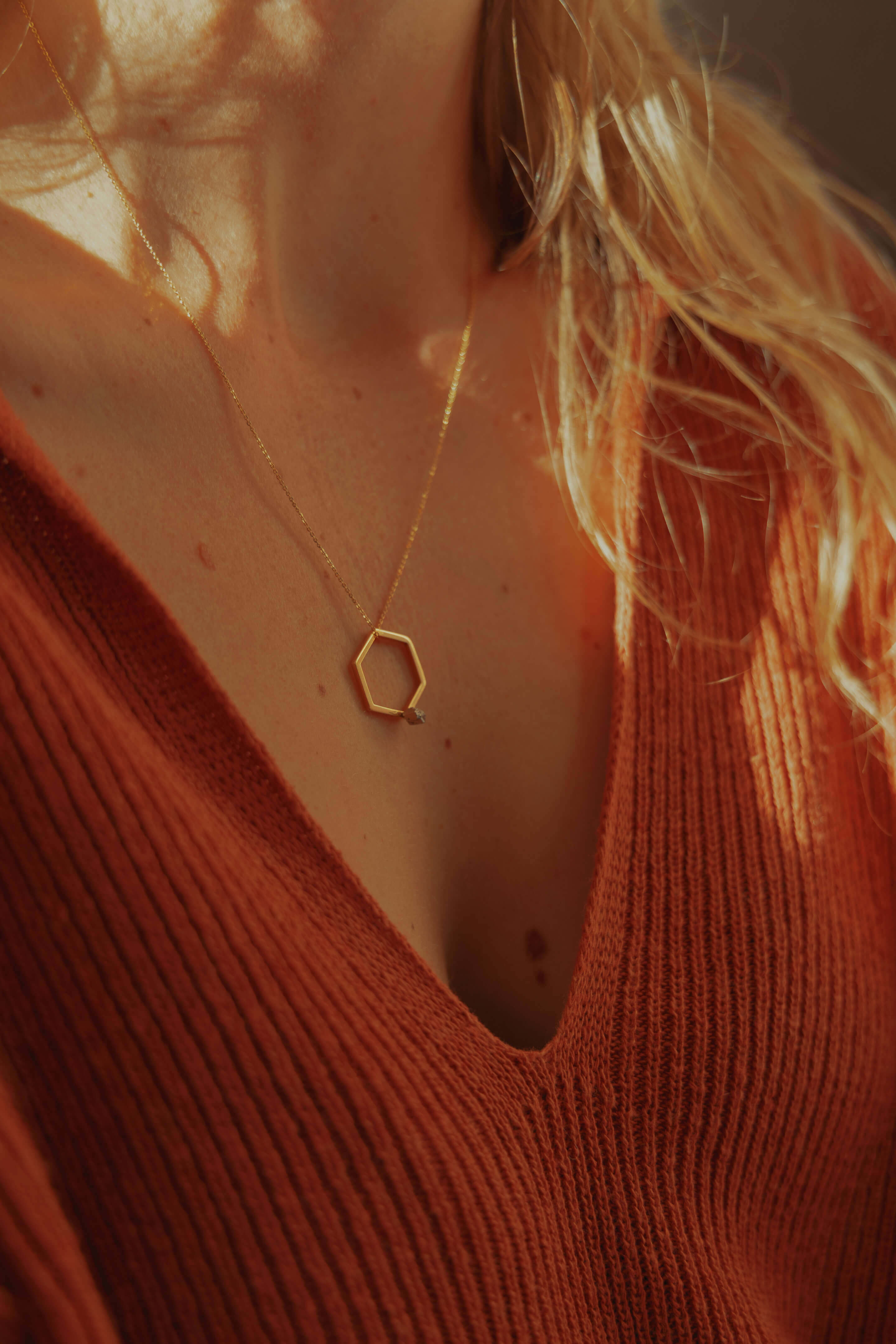 Collier Solitaire 18 Pyrite Vermeil